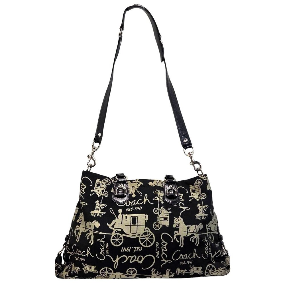 Coach Ashley F15656 Black Horse & Carriage Anniversary Satchel Handbag Purse - Picture 4 of 15